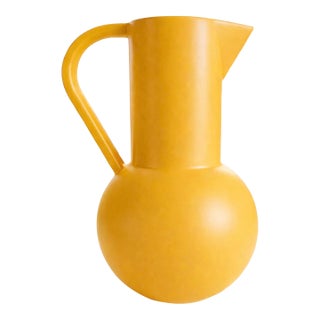 Modern Sculptural Matte Yellow Ceramic Pitcher For Sale