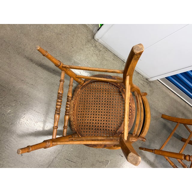 Antique Victorian Eastlake Style Ladderback Cane Occasional Chairs - Pair For Sale - Image 12 of 12