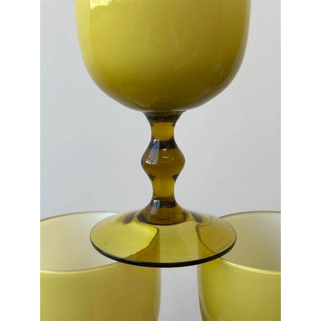 Mid-Century Modern Vintage Citrine Cased Glass Stemware Set of 4 by Carlo Moretti, Circa Mid-20th Century For Sale - Image 3 of 9