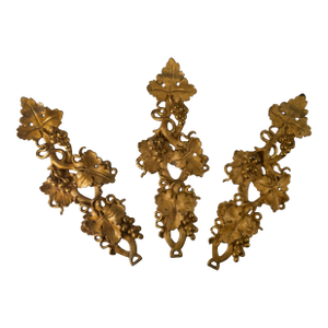 19th Century Group of 3 Gilt Bronze Architectural Furniture Accents With Grape Motif