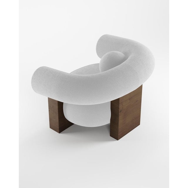 Cassete Armchair in Boucle White and Smoked Oak by Alter Ego for Collector For Sale - Image 4 of 5