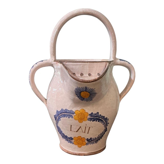 Antique French Pottery Milk Jug For Sale