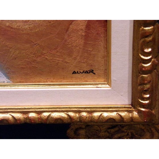 Impressionist Sunol Alvar "Reposo Sobre Las Frutas" Original Oil on Canvas Custom Frame For Sale - Image 3 of 5