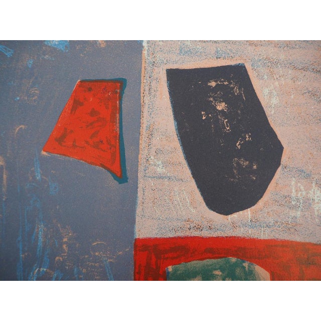 Modern Serge Poliakoff, Pink and Red Composition, Original Lithograph For Sale - Image 3 of 5