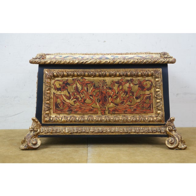 Late 20th Century Late 20th Century French Napoleon Style Faux Boulle Jewelry Keepsake Box Chest Casket 15" For Sale - Image 5 of 16