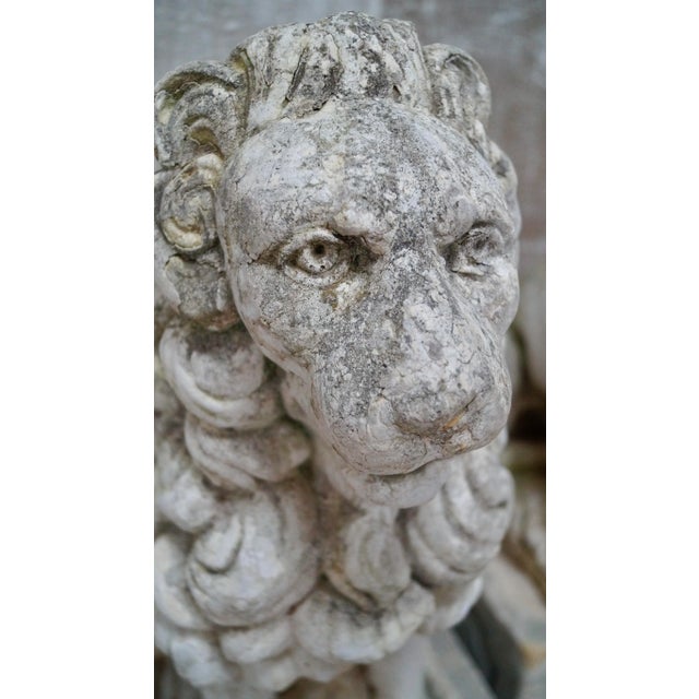 Stone Proud Stone Cast French Sitting Lions, Set of 2 For Sale - Image 7 of 18