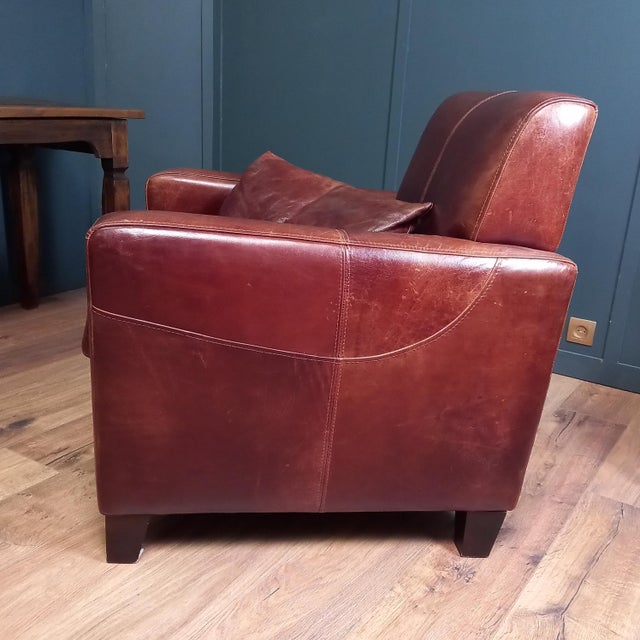 Brown Cowhide Club Armchair, 1980s For Sale - Image 8 of 12