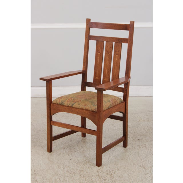 Mission Stickley Mission Oak Harvey Ellis Armchair For Sale - Image 3 of 18