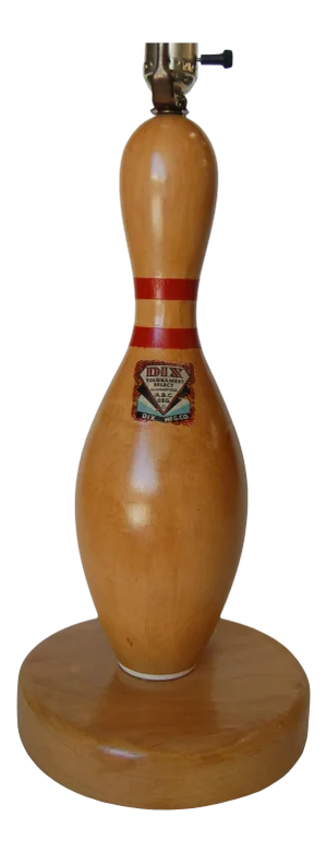 Wood DIX Tournament Select Real Bowling Pin Table Lamp