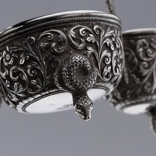 Antique Indian Silver Condiment Set by Oomersi Mawji, Bhuj, 1890s, Set of 3 For Sale - Image 10 of 18