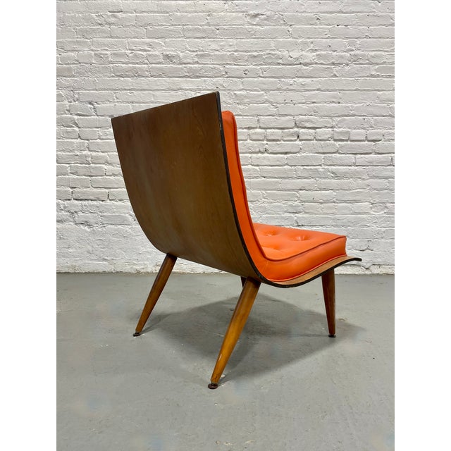 1950s Mid Century Modern Scoop Lounge Chair by Carter Brothers | Orange Tufted Chair, C. 1950's For Sale - Image 5 of 13