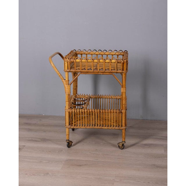 Vintage Bamboo Bar Trolley, Italy, 1960s For Sale - Image 4 of 11
