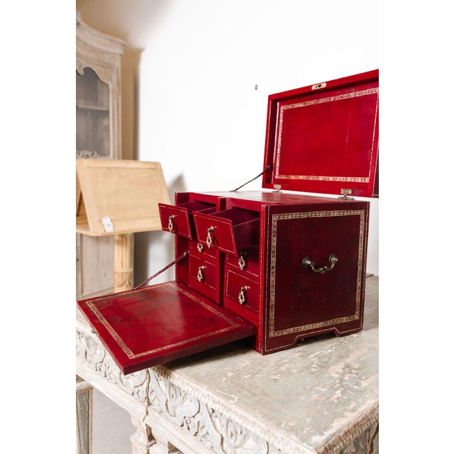 Antique French Leather Écritoire, Traveling Secretary For Sale - Image 9 of 16