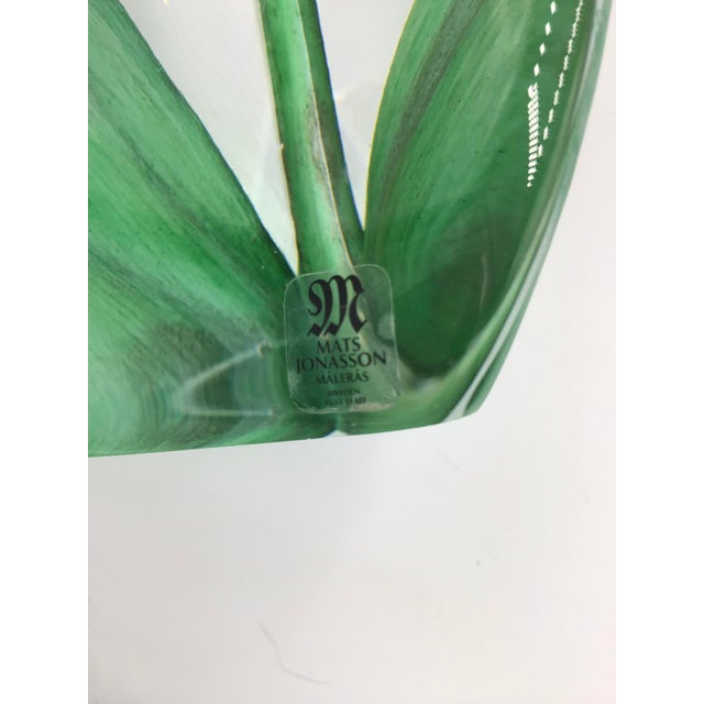 Purple Vintage Paper Weight Mats Jonasson 11” Crystal Orchid Sculpture Signed For Sale - Image 8 of 11