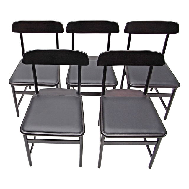 Dining Chairs in Cherry & Leather by Sergio Rodrigues for Lin Brazil, 2010, Set of 5 For Sale