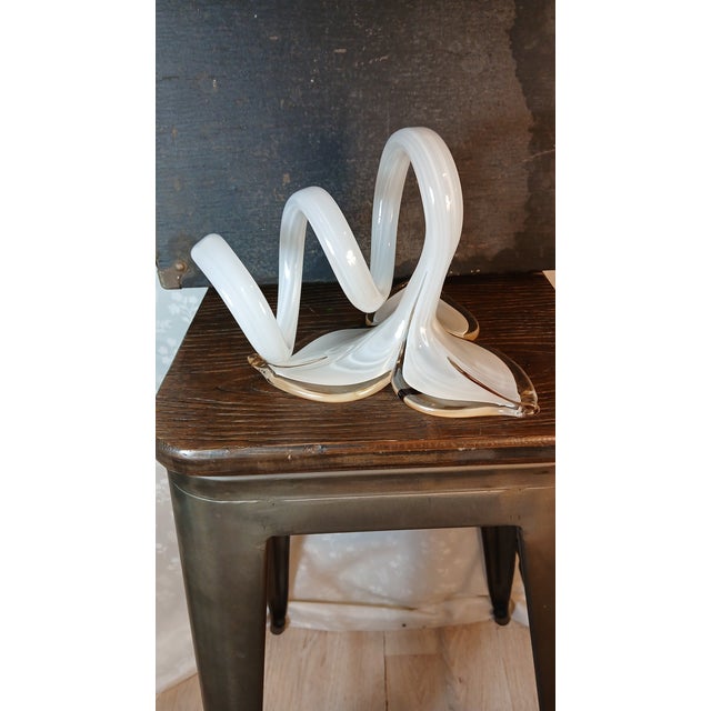 Vintage Hand-Blown Art Glass Lily Sculpture — In the Style of Murano For Sale - Image 10 of 13