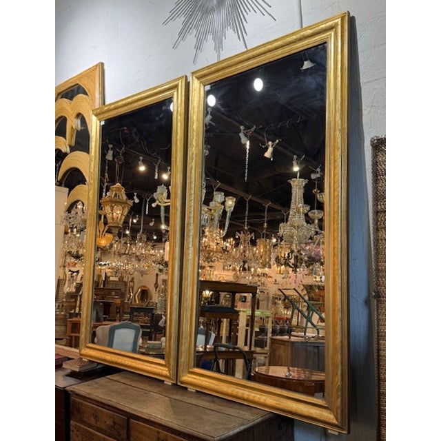 Traditional Pair of Gold Gilt Louis Philippe Mirrors With Geometric Pattern For Sale - Image 3 of 5