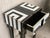 Metal New High Black & White Glass & Brass Inlays New Nightstands With Drawer - a Pair For Sale - Image 7 of 13