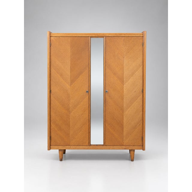 Vintage French Wardrobe with Two Doors and Mirror, 1960 For Sale - Image 4 of 4