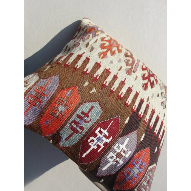 Brown Kilim Rug Pillow For Sale - Image 8 of 11