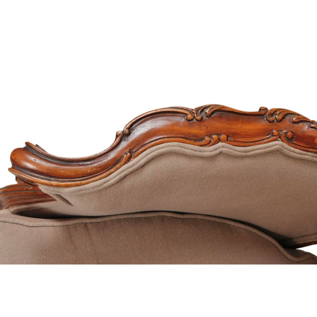 Wood Mocha Upholstered Antique Rococo Bergere Armchair For Sale - Image 7 of 9