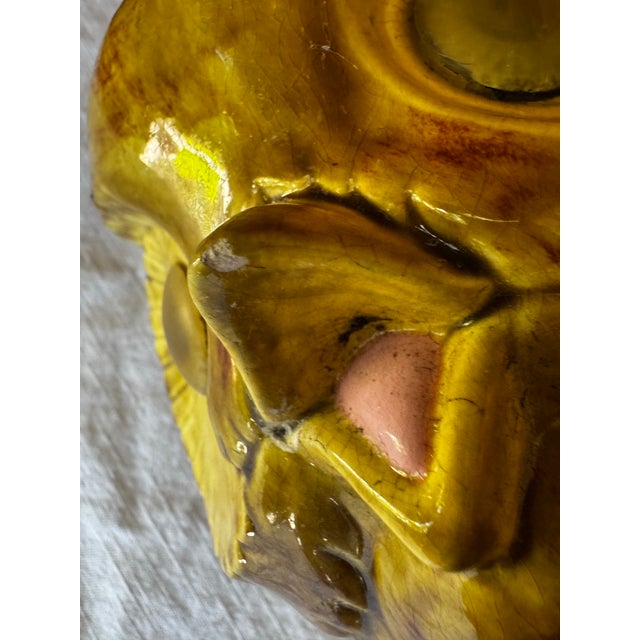 Yellow Ceramic Owl Signed “Ostie” For Sale - Image 8 of 10
