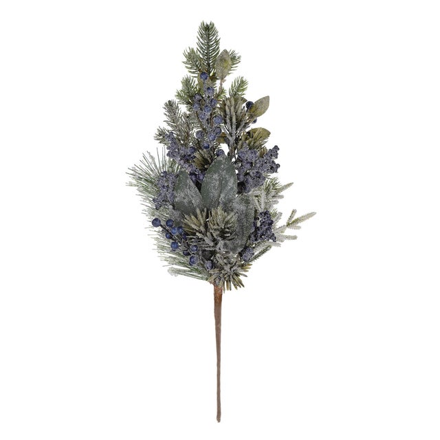 Bring a festive, nature-inspired charm to your holiday decor with this exquisite set of Frosted Blueberry Pine Sprays....