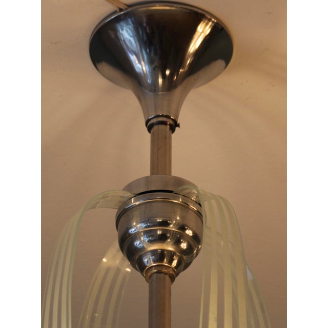 Silver Vintage Art Deco Ceiling Light attributed to Henri Petitot for Atelier Petitot, 1930s For Sale - Image 8 of 12