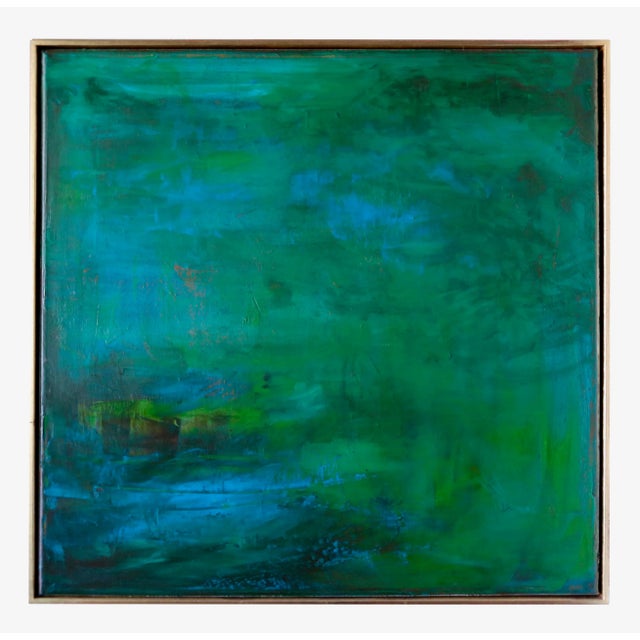 Beautiful abstract painting by Japanese artist Sei Watanabe, oil on canvas. Framed: wooden frame with gold leaf. Beautiful...