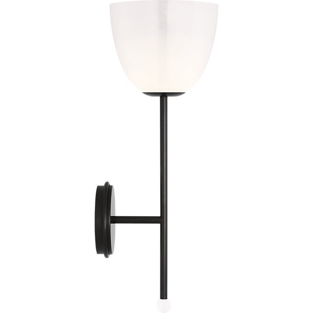 Transitional AERIN for Visual Comfort Signature Brisa 20" Torch Sconce in Bronze with White Strie Glass Shade For Sale - Image 3 of 9