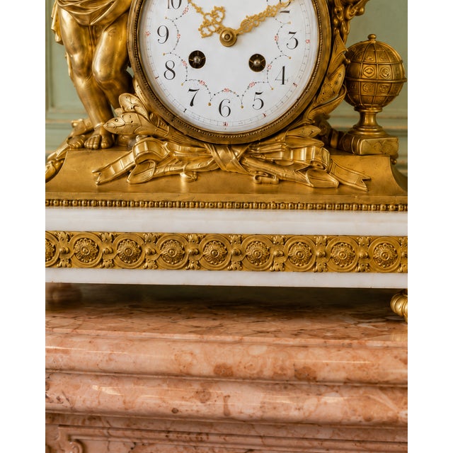 19thC French Louis XVI Gold Ormolu Clock Set - 3 Pc For Sale - Image 13 of 14