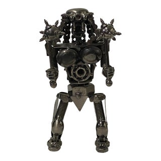 Pewter Nickel Color Metal Mechanic Robot Display Art Figure For Sale
