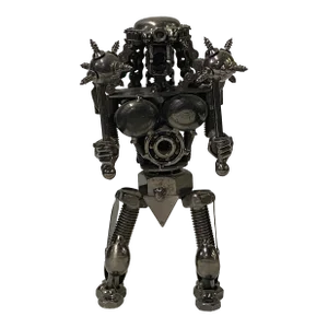 Pewter Nickel Color Metal Mechanic Robot Display Art Figure
