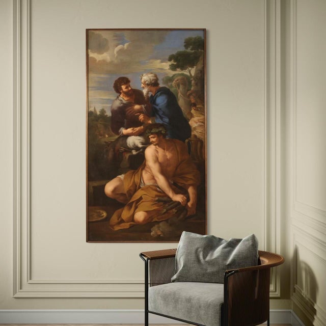 Italian Artist, The Alliance of Jacob and Laban, 1650, Oil on Canvas, Framed For Sale - Image 6 of 15