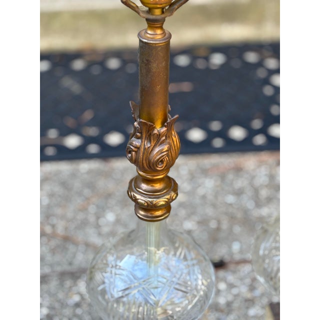 Westwood Lamps Vintage Hollywood Regency Tall Glass and Brass Finish Table Lamps on Marble Bases, a Pair For Sale - Image 4 of 9