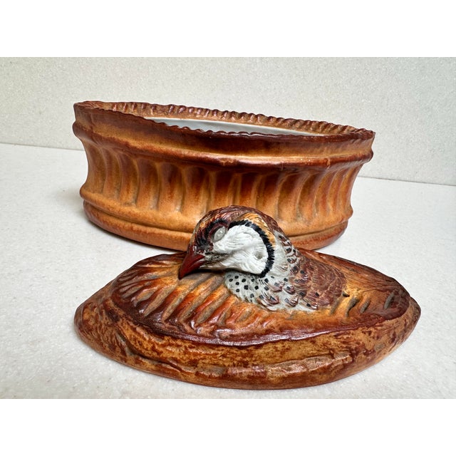 Vintage French trompe l’oeil porcelain made by pillivyut in mehun. Designed in the shape of a game bird, specifically a...