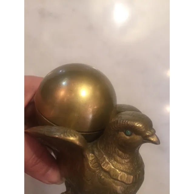 19th C. French Bronze Bird Inkwell For Sale - Image 4 of 11
