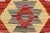 Shabby Chic Kilim Kelvin Red Blue Hand-Woven Wool Rug For Sale - Image 4 of 9