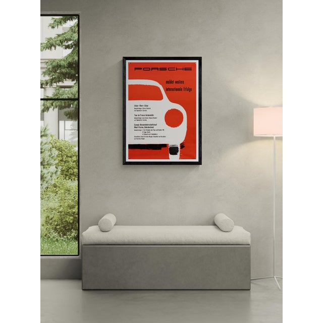 Porsche meldet weitere internationale Erfolge 1957 – Original Vintage Porsche Poster by Strenger – Mid-Century Modern –...