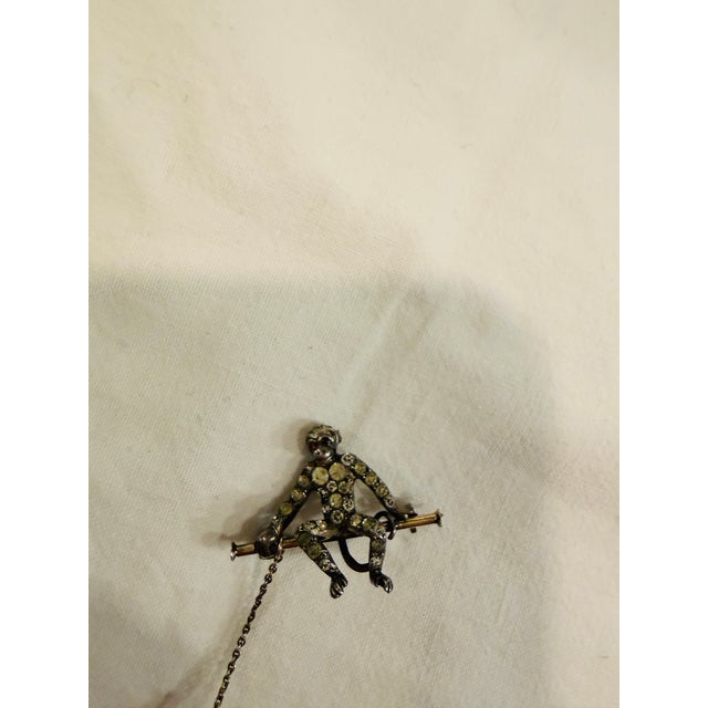 Antique Art Deco Sterling Silver Moving Monkey Brooch by Knoll & Pregizer, 1890s For Sale - Image 3 of 7