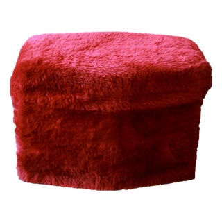Vintage Furry Ottoman, Italy, 1970s For Sale