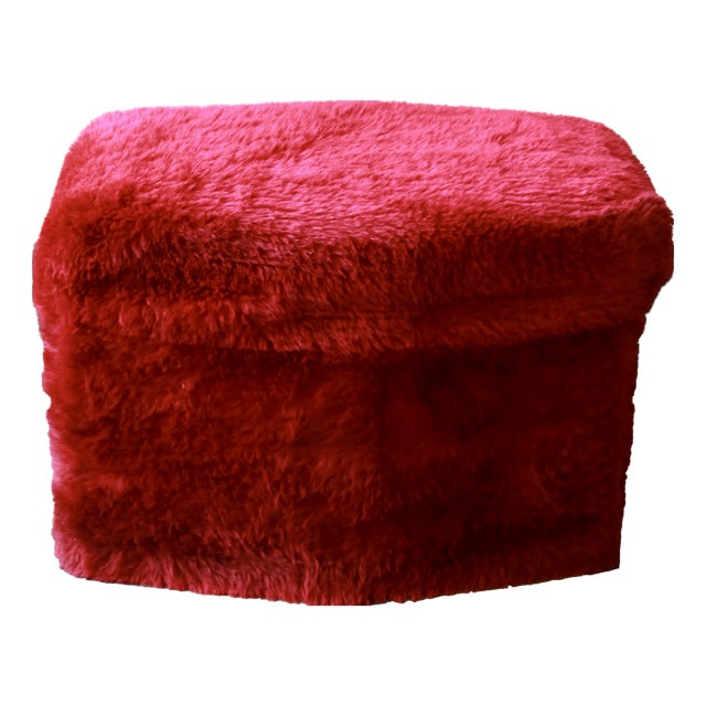 Vintage Furry Ottoman, Italy, 1970s For Sale