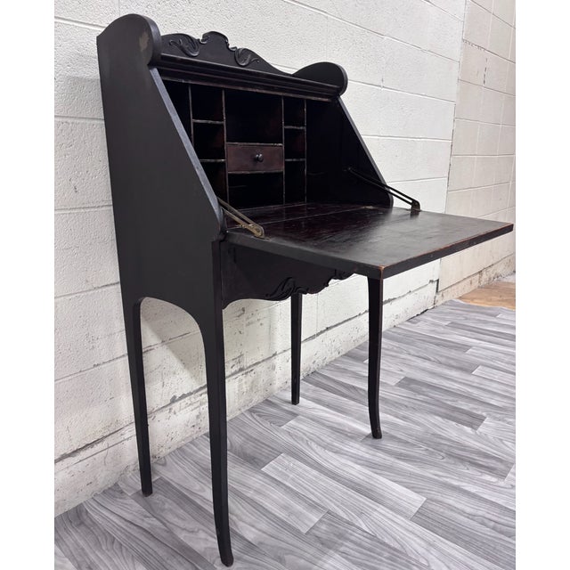 Antique Victorian Petite Secretary Desk With Storage and Key For Sale - Image 13 of 14