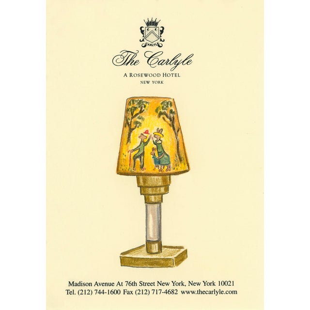 Archival giclee print of an drawing of the famous Bemelman's Bar lampshades on hotel stationery. Originally drawn on hotel...