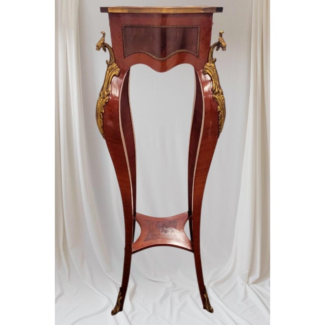 Rococo Vintage French Rococo Louis XV Style Gueridon Extra Tall Fruitwood Ormolu Cabriole Legs Pedestal Stand For Sale - Image 3 of 10
