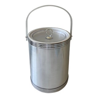 Vintage Ice Bucket With Lucite and Silver Foil Finish For Sale