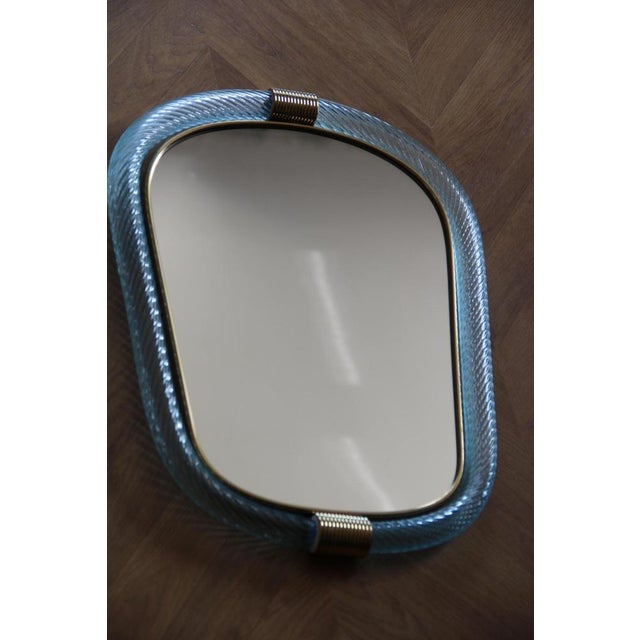 Twisted Sky Blue Murano Glass Mirror, 2000s For Sale - Image 7 of 18