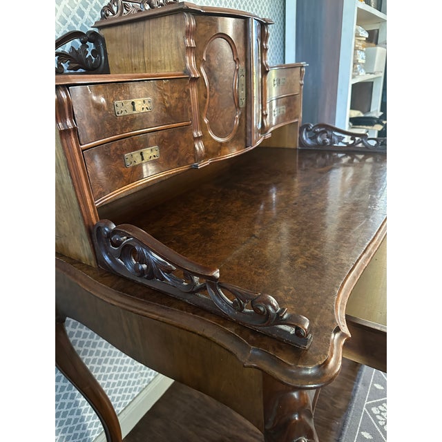 Antique 19th Century Ladies Writing Desk With Matching Hand Painted Chair For Sale - Image 4 of 7