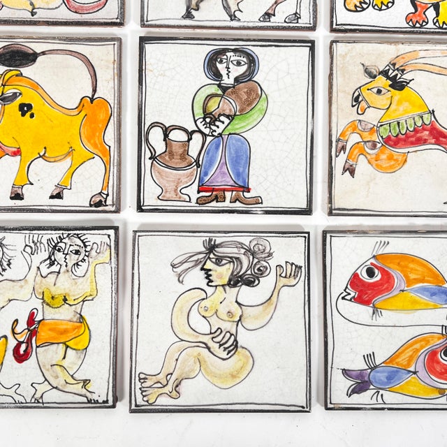 C.1960s Giovanni DeSimone Italian Tiles, After Picasso, Set - 11 For Sale In Boston - Image 6 of 12