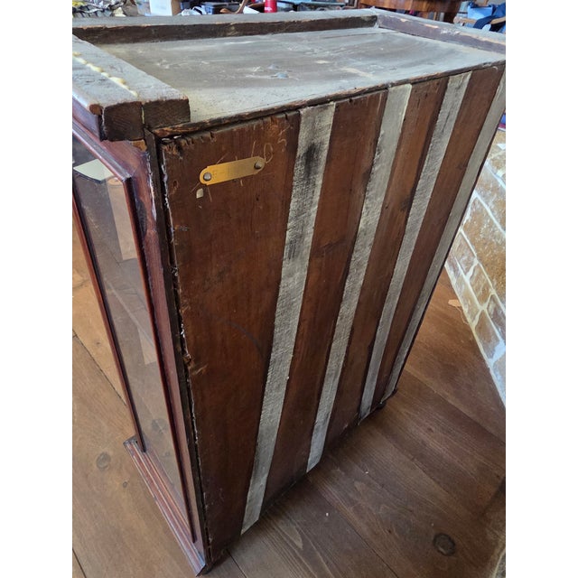Antique European Display Case Cabinet With Painted Interior For Sale - Image 9 of 17